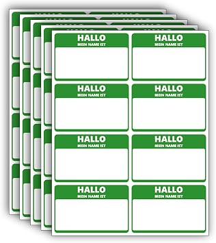 German Personalized Name Tag Stickers 40pc by DCM Solutions Green