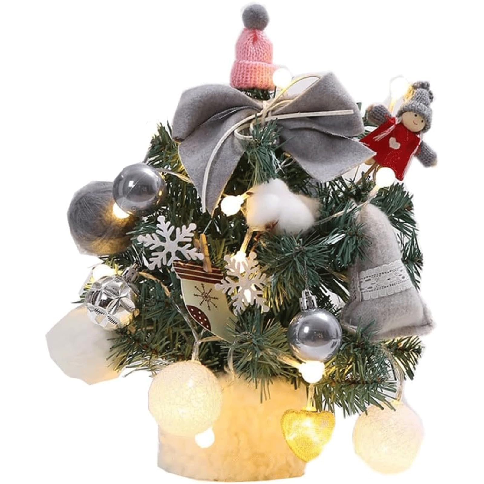 ZUMAHA Albero di Natale da Tavolo da 30 cm/11,8 Pollici, Albero Artificiale Floccato con Ornamenti, Set Fai da Te per Albero da Tavolo per Feste di Natale a casa