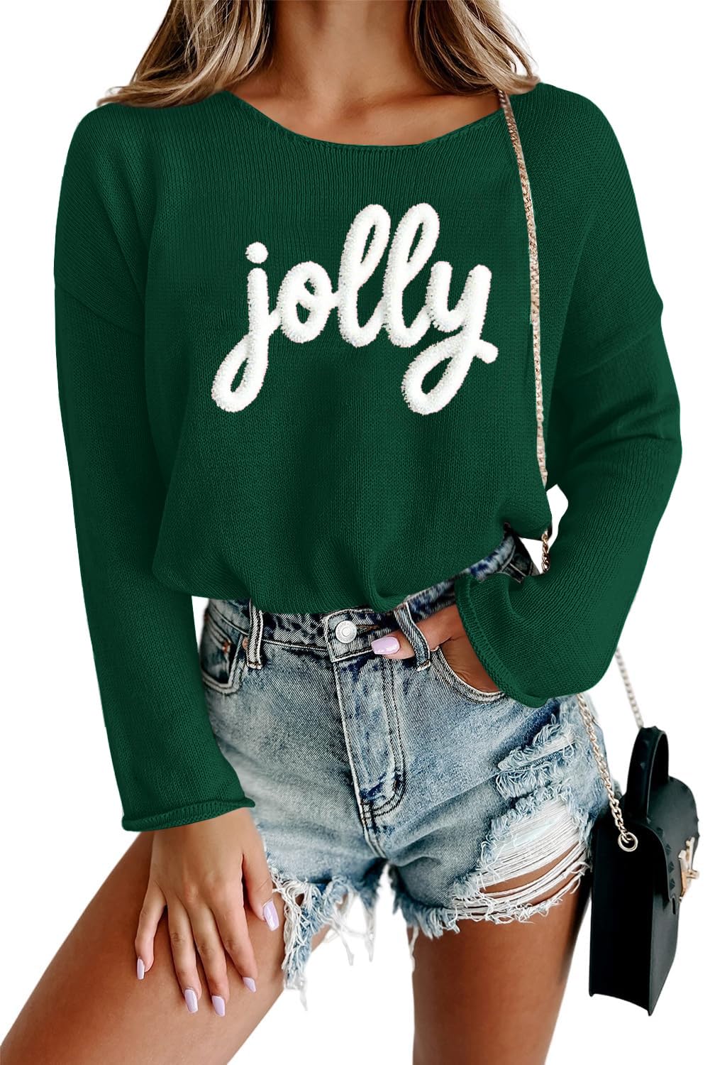 Women Merry Christmas Sweater Long Sleeve Xmas Knitted Top Funny Holiday Graphic Pullover Tops 2024 Trendy