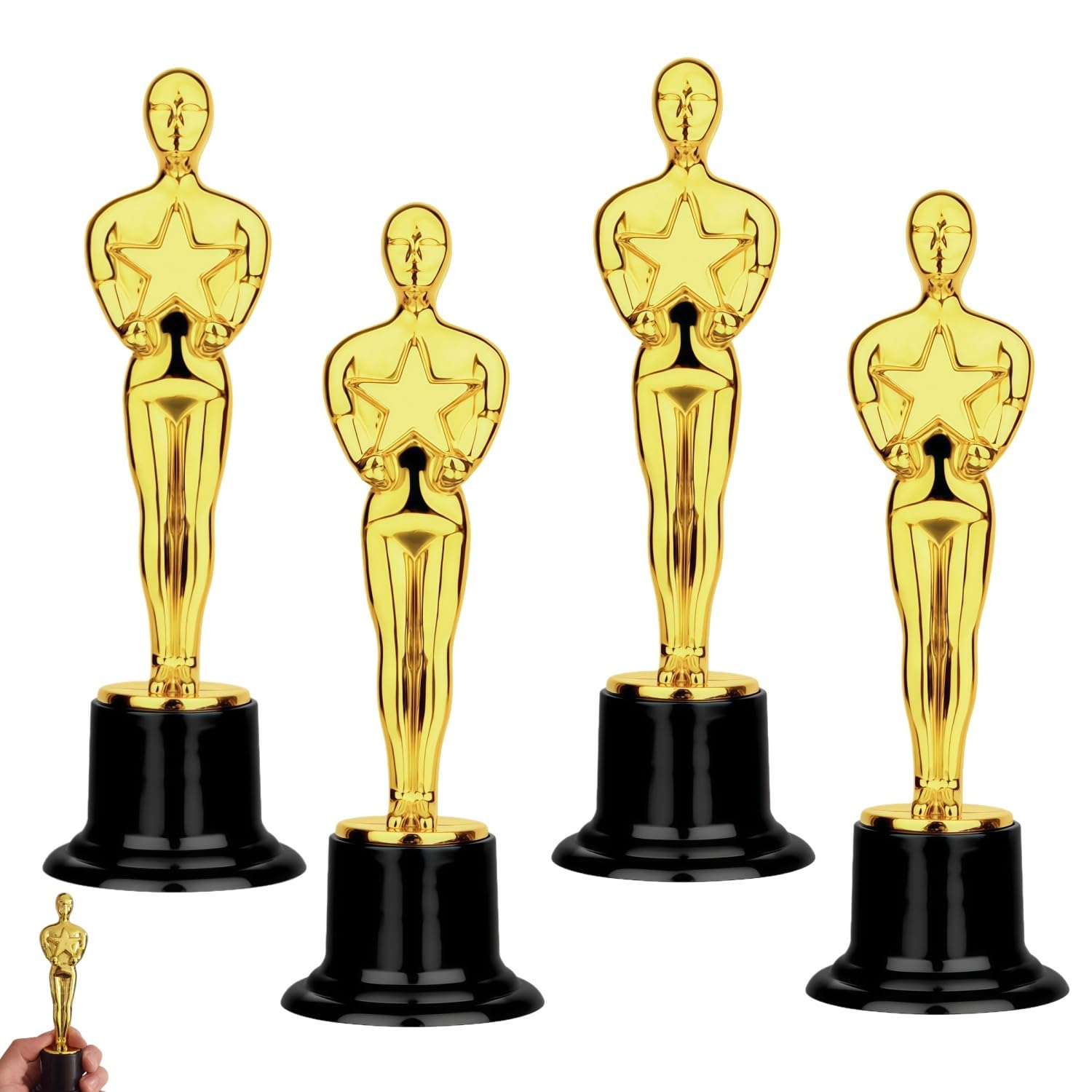 LiJuanWang 4 Pack Small Gold Plastic Trophy Awards Winner Statue,Gold Award Trophies,for Party Celebrations Award Ceremony Birthday Presents Sport Prizes Party Favors Props