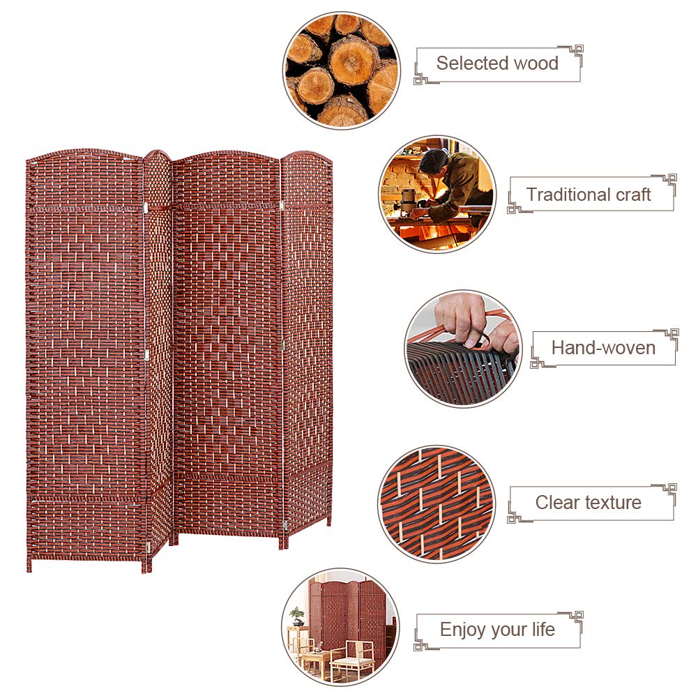 Rose Home Fashion RHF 6 ft.Tall15.7" Wide Diamond Weave Fiber 4 Panels