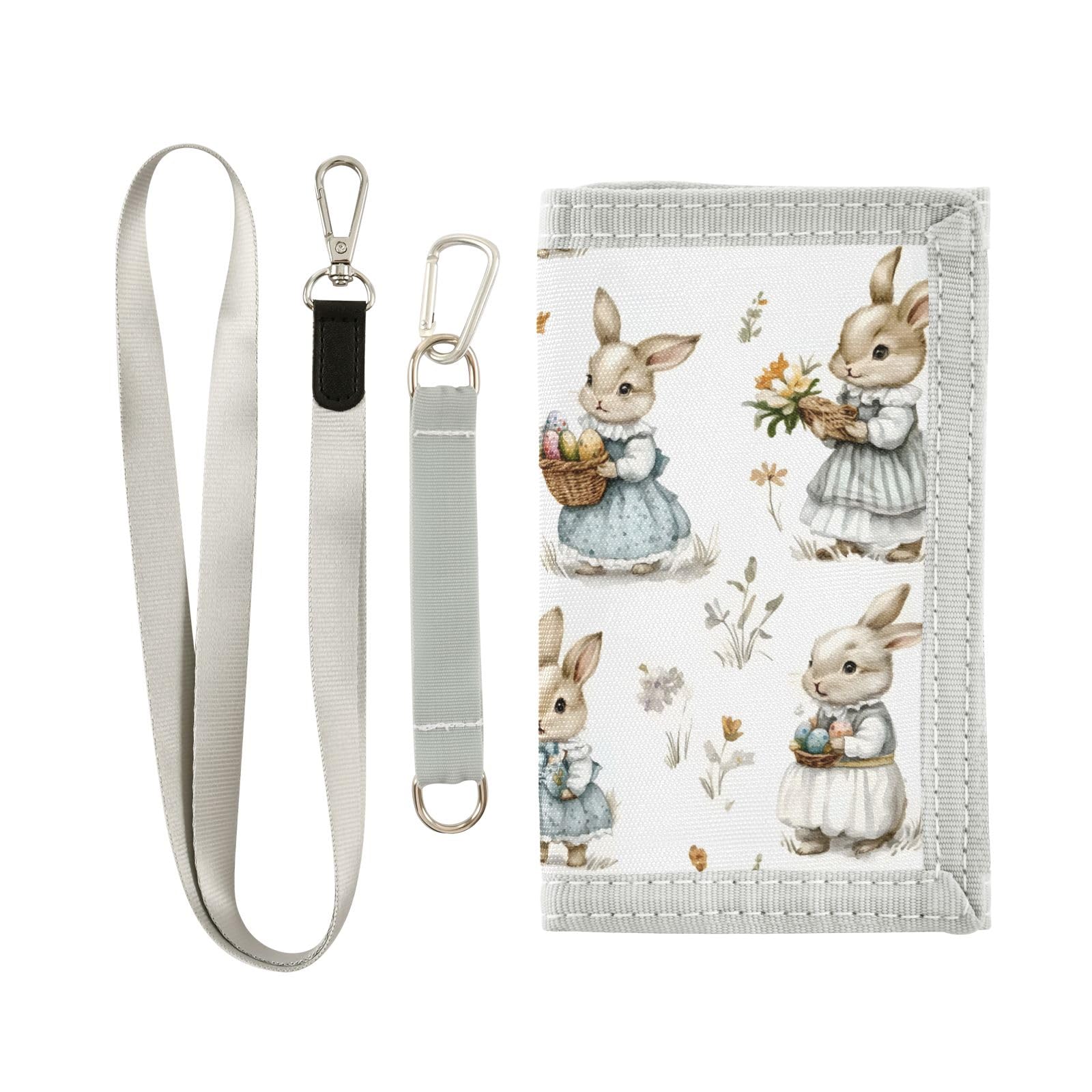 ALAZA Kids Wallets for Boys Girls Toddler Trifold Wallet Children Small Rabbit Flower Retro with Zipper Coin Pocket