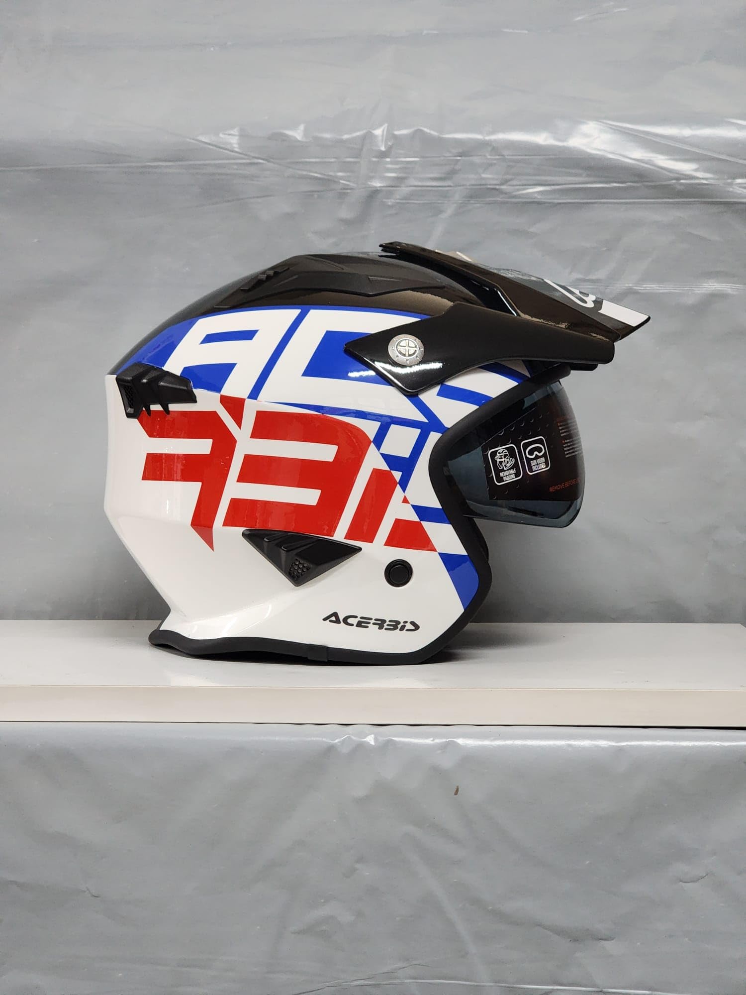 Casco Helmet Jet Aria Trial 22.06 Negro Azul Blanco Rojo Talla XL