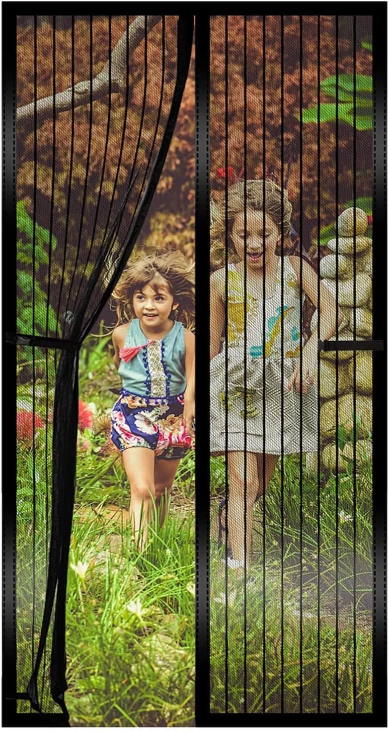 Magicqcraft Black Magnetic Fly Screen Door 80 * 200Cm, Heavy Duty Bug Mesh Curtain With Powerful Magnets,Keep Bugs Out Lets Fresh Air In