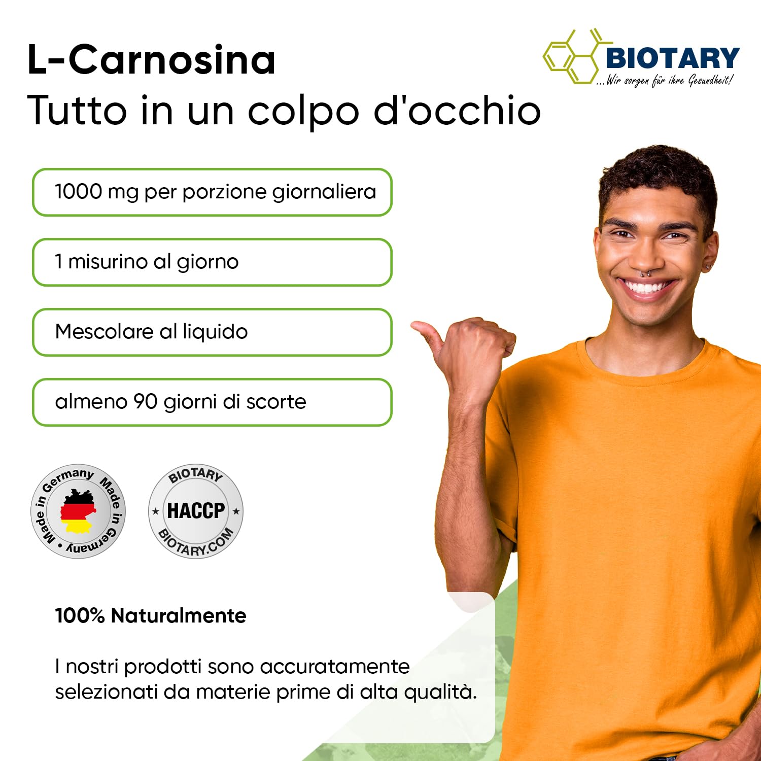 L-carnosina in polvere 90g | 1000 mg di porzione giornaliera | cucchiaio dosatore incluso | L-carnosina in polvere vegana pura al 100% | altamente dosata e priva di additivi | alta biodisponibilità
