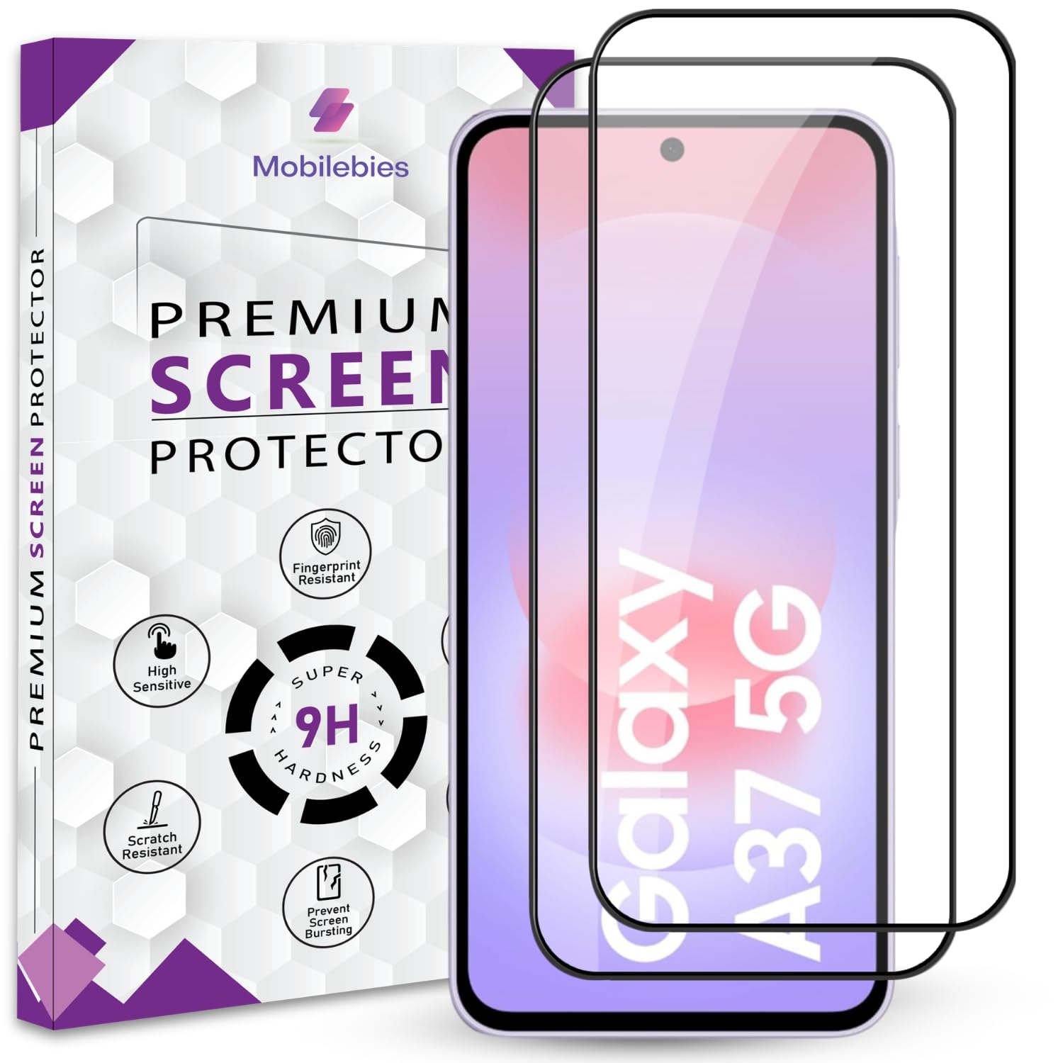 Premium Tempered Glass Screen Protector Guard For Samsung Galaxy A37 5G (6.7 Inch, Pack of 2) | Edge to Edge Coverage With Easy to installation kit-picture-22