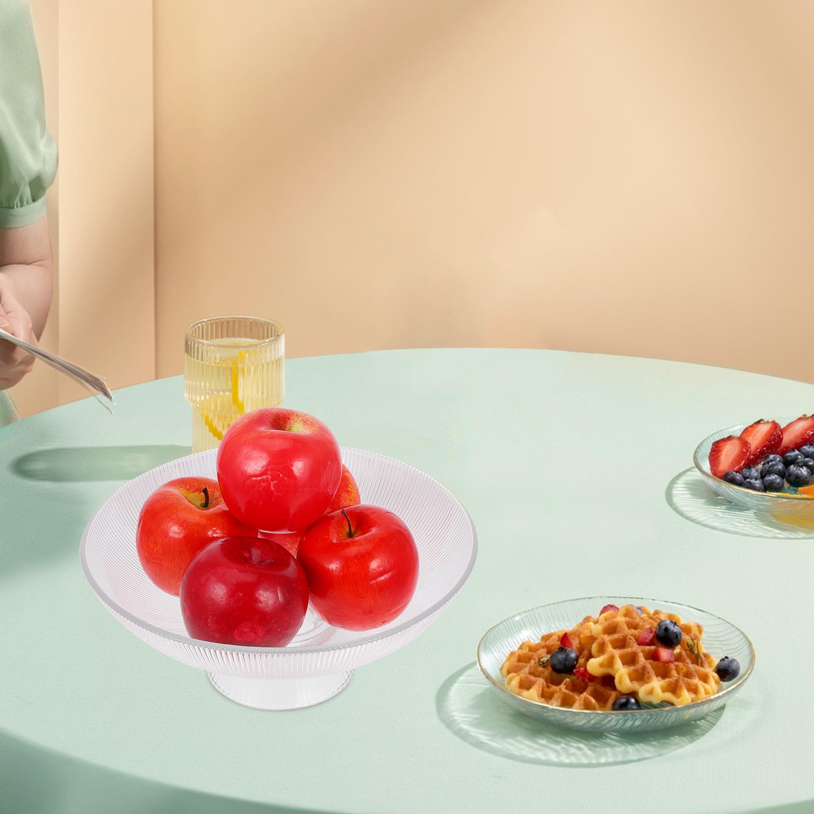 Fruttiera in Vetro Trasparente Piedini Verticali, Piatto di Frutta Decorativo Piccolo, Ciotola da Portata per Intrattenere e Uso Quotidiano in Cucina