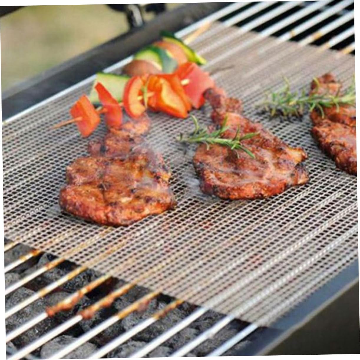 BESPORTBLE 6 Piezas Red De Barbacoa Suministros De Barbacoa Estera De Barbacoa Parrilla Konro Estera De Malla para Barbacoa Almohadilla De Barbacoa No Enferma Black Fibra De Vidrio