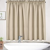 Vista 89 de NANAN Tier Curtains for Kitchen 24 Inch, Waffle Weave Textured Tailored Short Curtains for Bathroom Waterproof Window Covering Kitchen Cafe Curtains