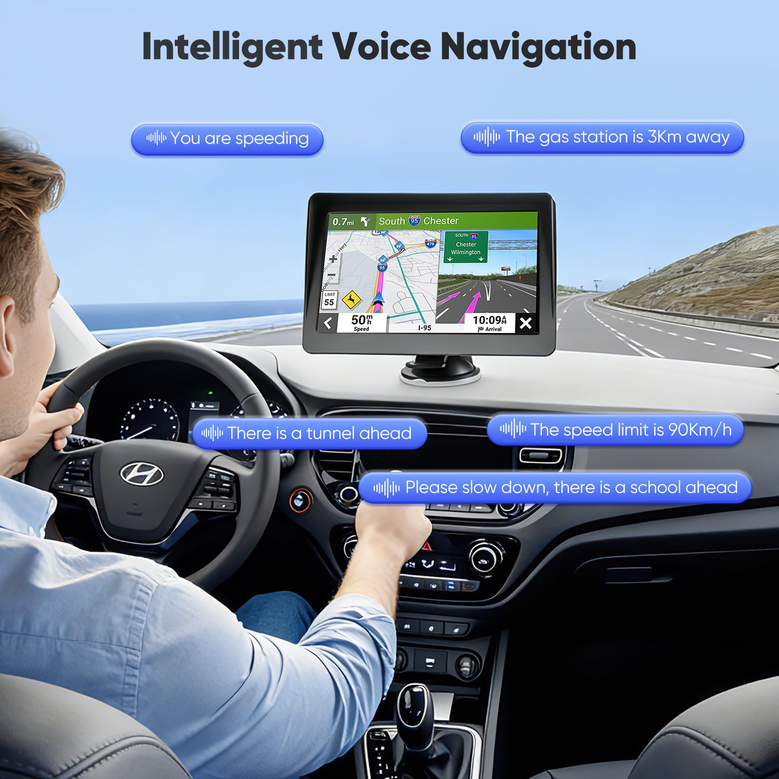 7 Zoll Navigationsgeräte für Auto, GPS LKW Navigationsgeräte mit 2026 aktuellsten Europa Karten, HD TFT Touchscreen Auto Navigationsgerät mit Sprachführung & Abbiegehinweisen, PLZ-Suche