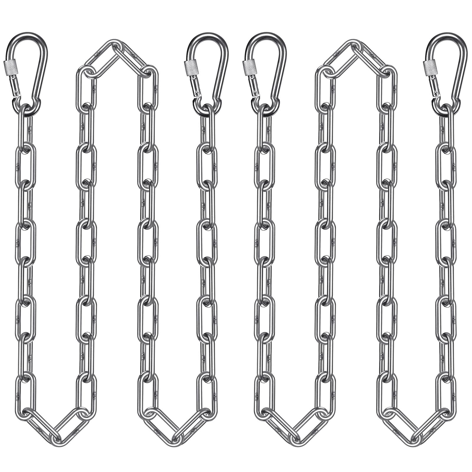 BeneLabel 2pcs Chaînes pour Balançoire, 210cm Chaîne de Chaise Chaîne Réglable Suspension Acier avec Mousquetons Chainette Suspension pour Sacs Frappe Chaise Suspendue Exterieur, 5mm Diamètre/1000lbs