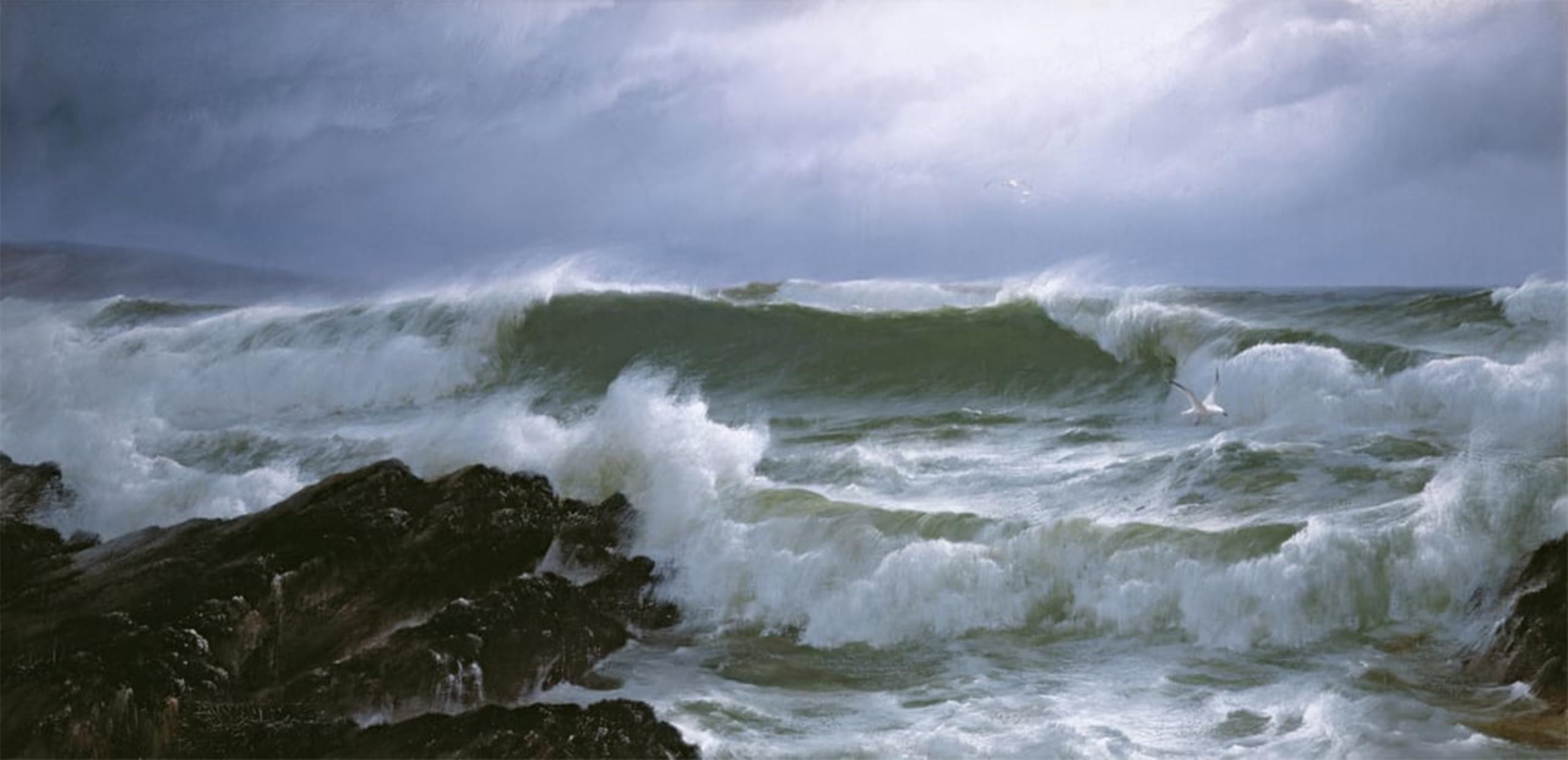 POSTERIIk Vintage Print Pop Art Landscape Artwork Rough Sea by David Art Prints for Office Home Decor 60x90cm