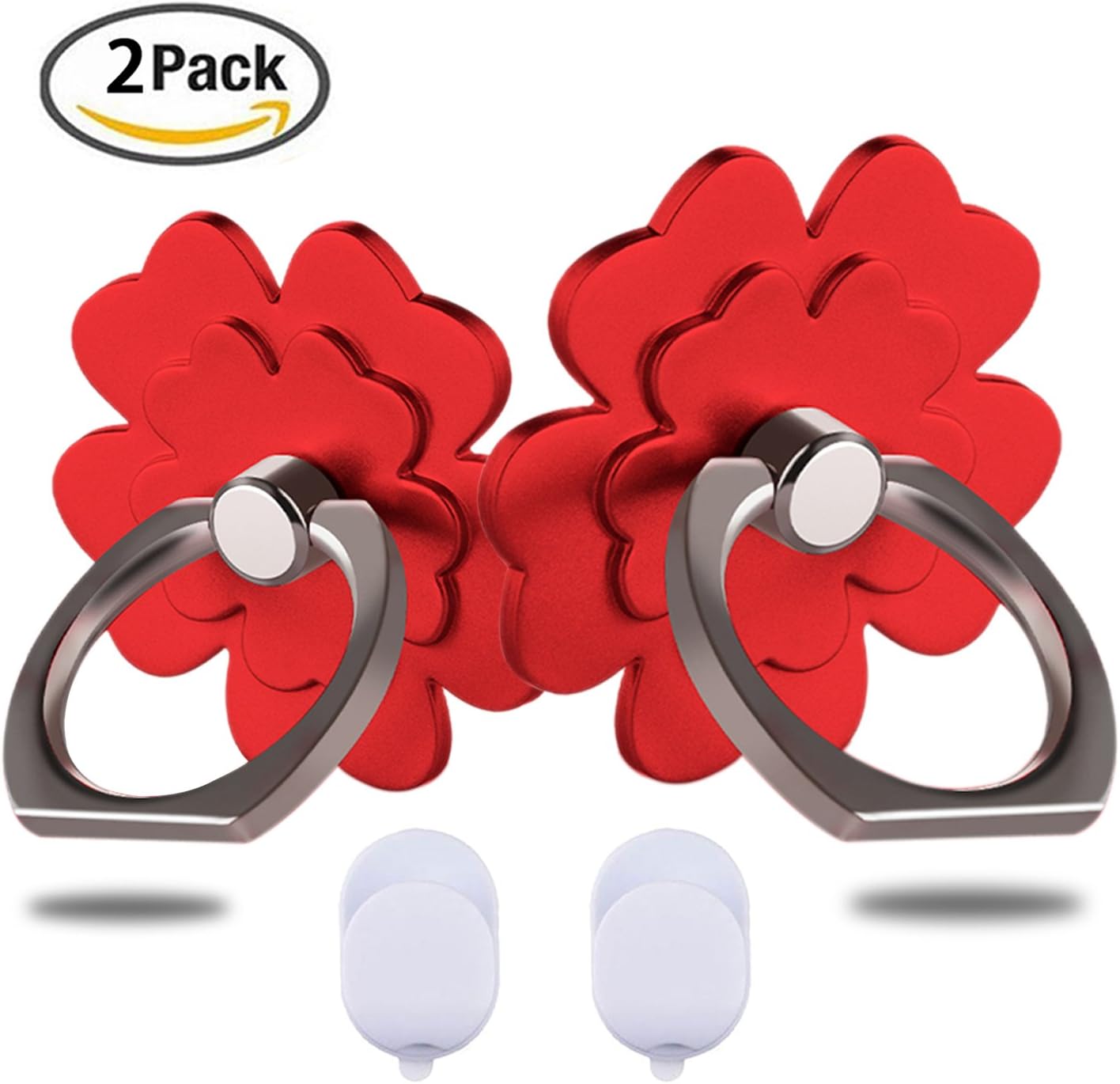 LEDING&BEST Phone ring holder/cell phone mount stand, metal finger grip stand holder ring,car mount for all phone case Smartphones Tablet phone finger ring (Red flower)