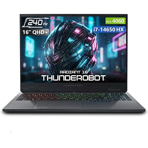 Thunderobot Radiant 16 4060 2.5K Gaming Laptop | 16" QHD+ 240Hz Display | 14th Gen Core i7-14650HX | GeForce RTX 4060 | 32GB DDR5 | 1TB SSD | RGB Backlit KB | Wi-Fi 6 | Win 11 Home | Gray