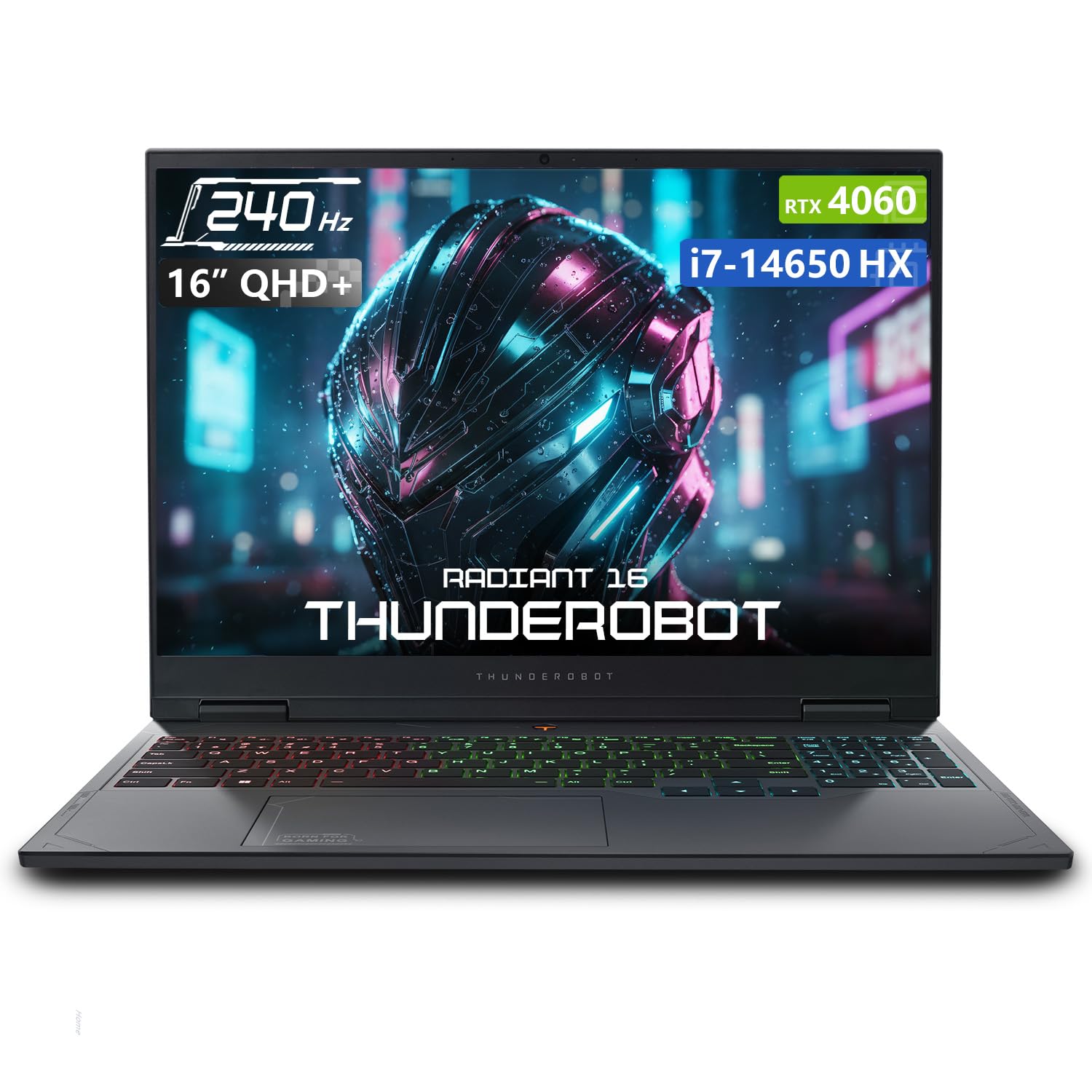 Thunderobot Radiant 16 4060 2.5K Gaming Laptop | 16" QHD+ 240Hz Display | 14th Gen Core i7-14650HX | GeForce RTX 4060 | 32GB DDR5 | 2TB SSD | RGB Backlit KB | Wi-Fi 6 | Win 11 Home | Gray
