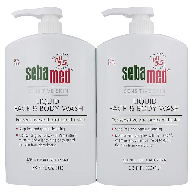 Sabonete líquido facial e corporal SEBAMED, para pele sensível, 1.000 mL, pacote com 2