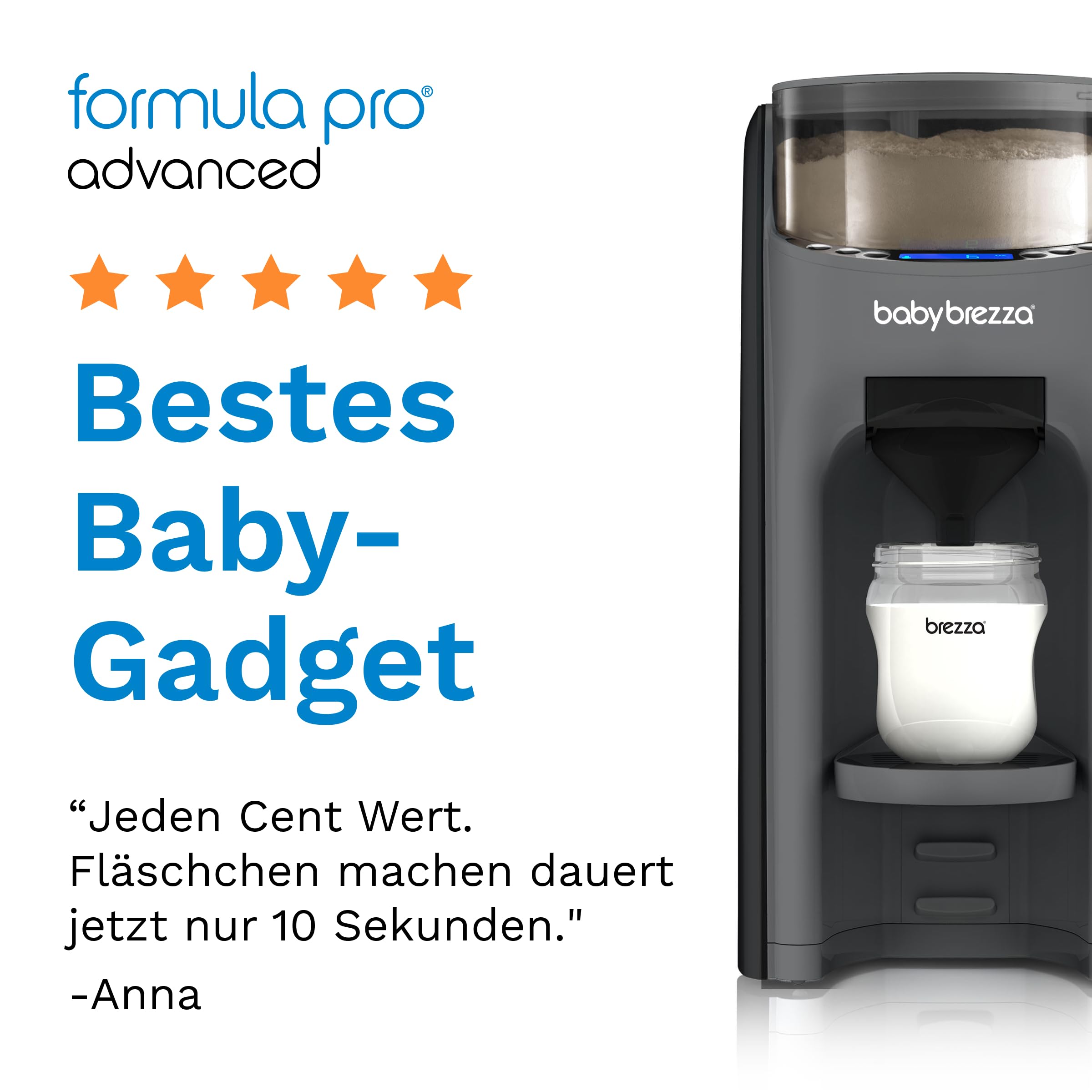 Baby Brezza Formula Pro Advanced Automatischer Flaschenzubereiter, 3 Temperaturen, BPA-frei, Charcoal Grau