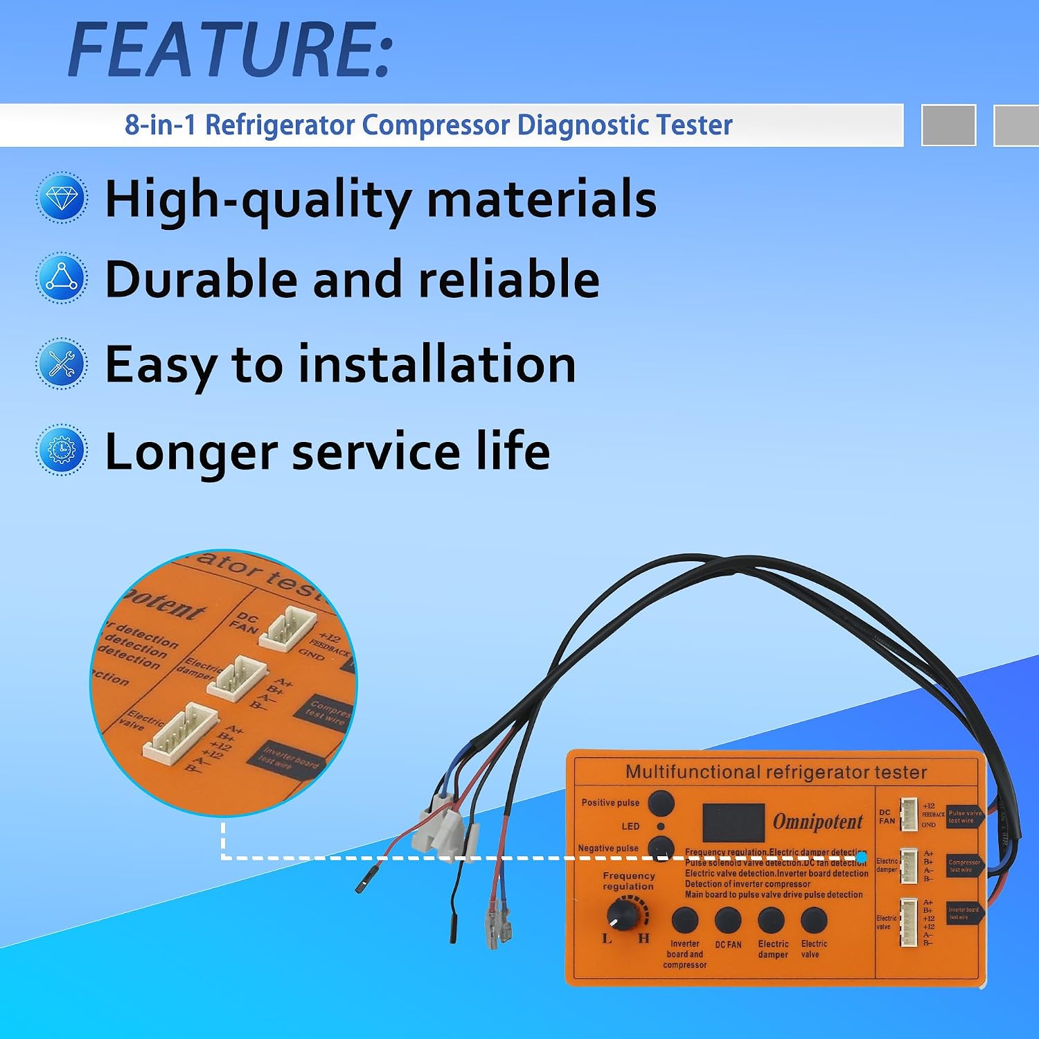 8-in-1 Refrigerator Compressor Diagnostic Tester Fridge Repair Tool | With Storage Case, Fridge Compressor Repair Tool