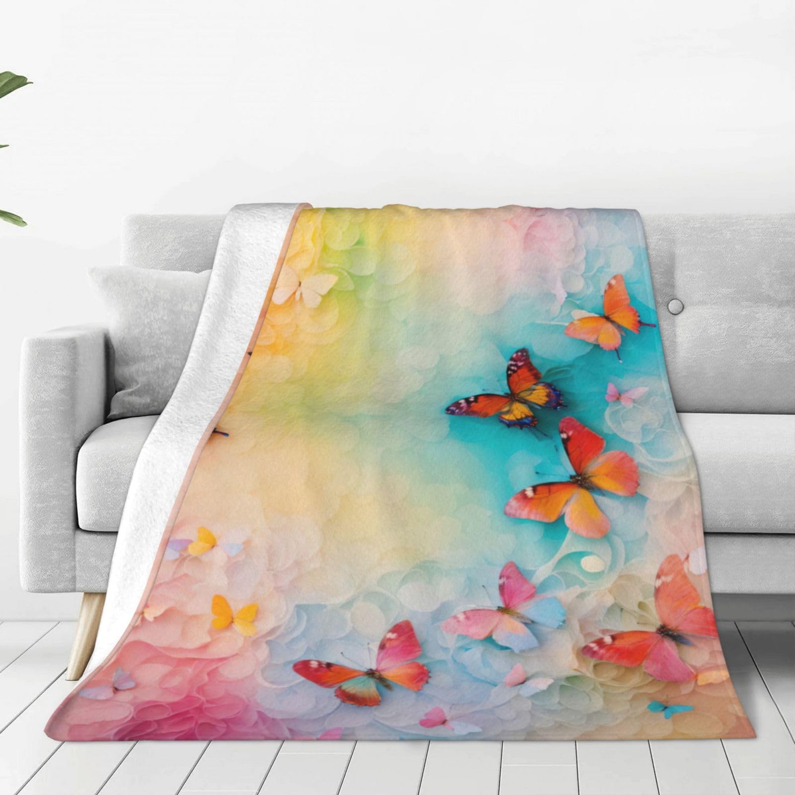 Couverture polaire douce motif papillon pour réchauffer votre intérieur