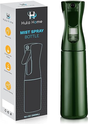 Miniatura 7 de Botella de spray continuo (300 ml/10.1 onzas – verde) pulverizador de agua de plástico vacío – Ultra fino recargable para el cabello, limpieza