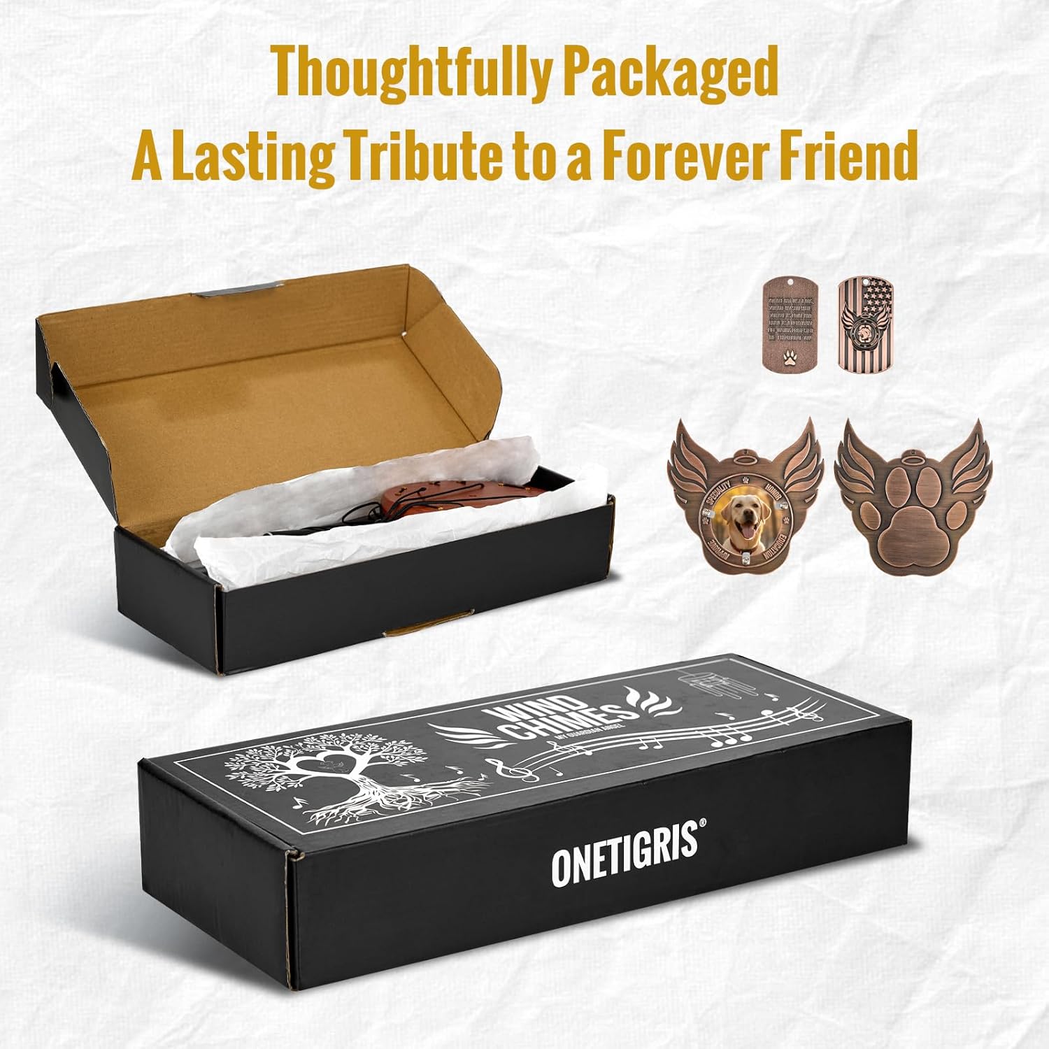 OneTigris Pet Memorial Gifts for Dogs - 32" Wind Chimes with Metal Picture Frame, Pet Loss Sympathy Gift, Dogs Remembrance Gift for Loss of Dog, in Memory of Dog - Image 8