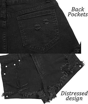 black jean shorts ripped