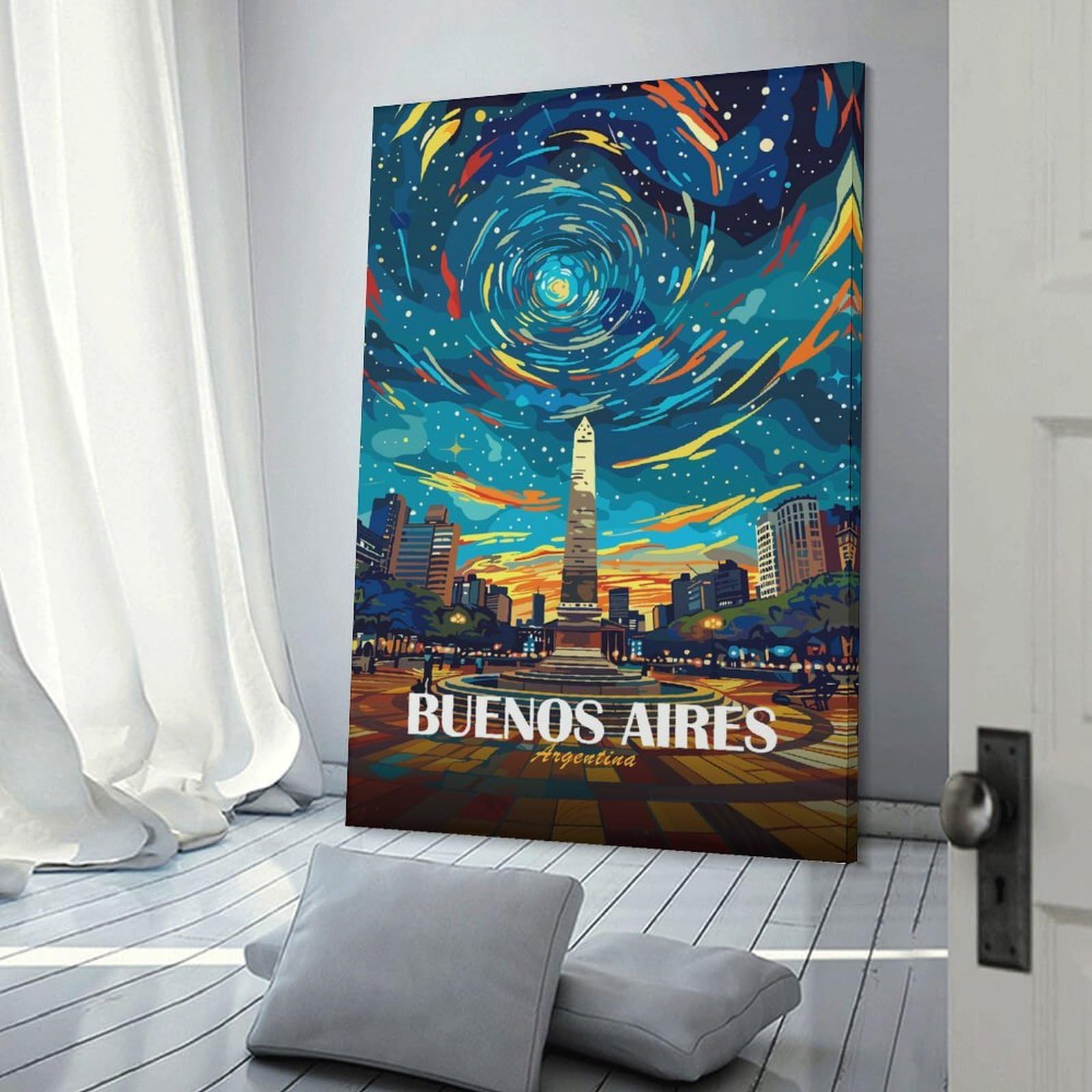Junmoney Buenos Aires Argentina Travel Decorative Canvas Print, 24x36inch(60x90cm), for Study, Office Or Focused Interiors, Canvas Wall Decor for Creative Rooms