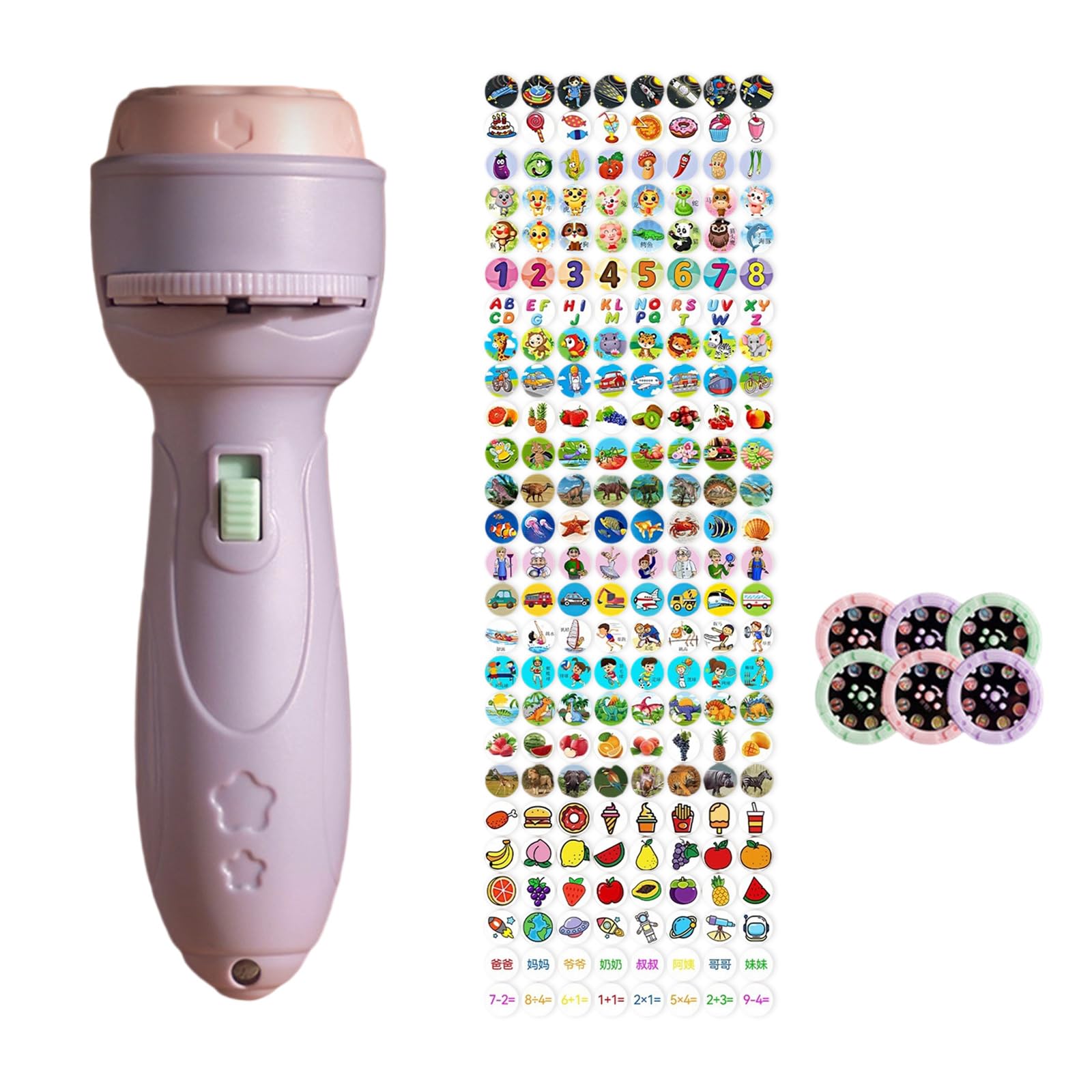 Beimus Boys Girls Educational Projector Flashlight Toy with Discs 48 Cartoon Images Baby Puzzle Cartoon Slide Show Toy for Children