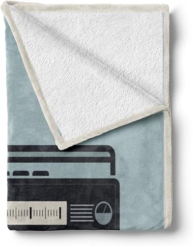 Miniatura 2 de Ambesonne Hip Hop Throw Blanket, Classic 1980s Boombox Image on Doodle Retro Background Nostalgic Urban Ghetto Theme, Flannel Fleece Accent Piece