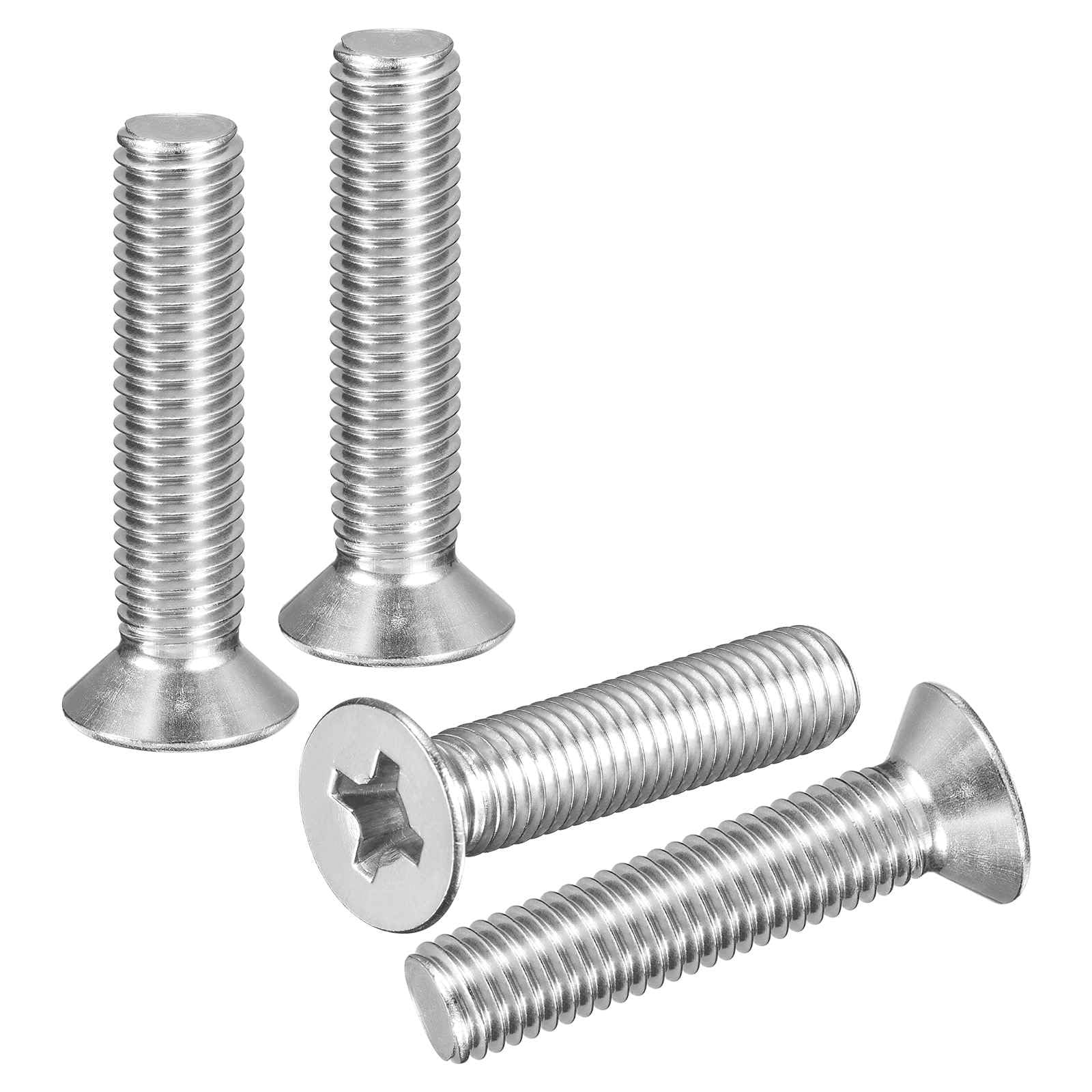 DTGN M10-1.5x50 Flat Head Countersunk Machine Screws - 4pcs - Good for Furniture and Machinery - 304 Stainless Steel Phillips Machine Screws Bolts - Silver โ image 1