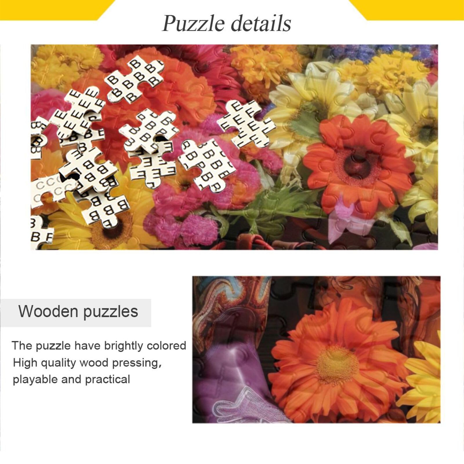 Puzzle 1000 Pezzi per Adulti Stivali Cowboy Fiori Puzzle di Legno Giocattoli Educativi Cervello 21219532