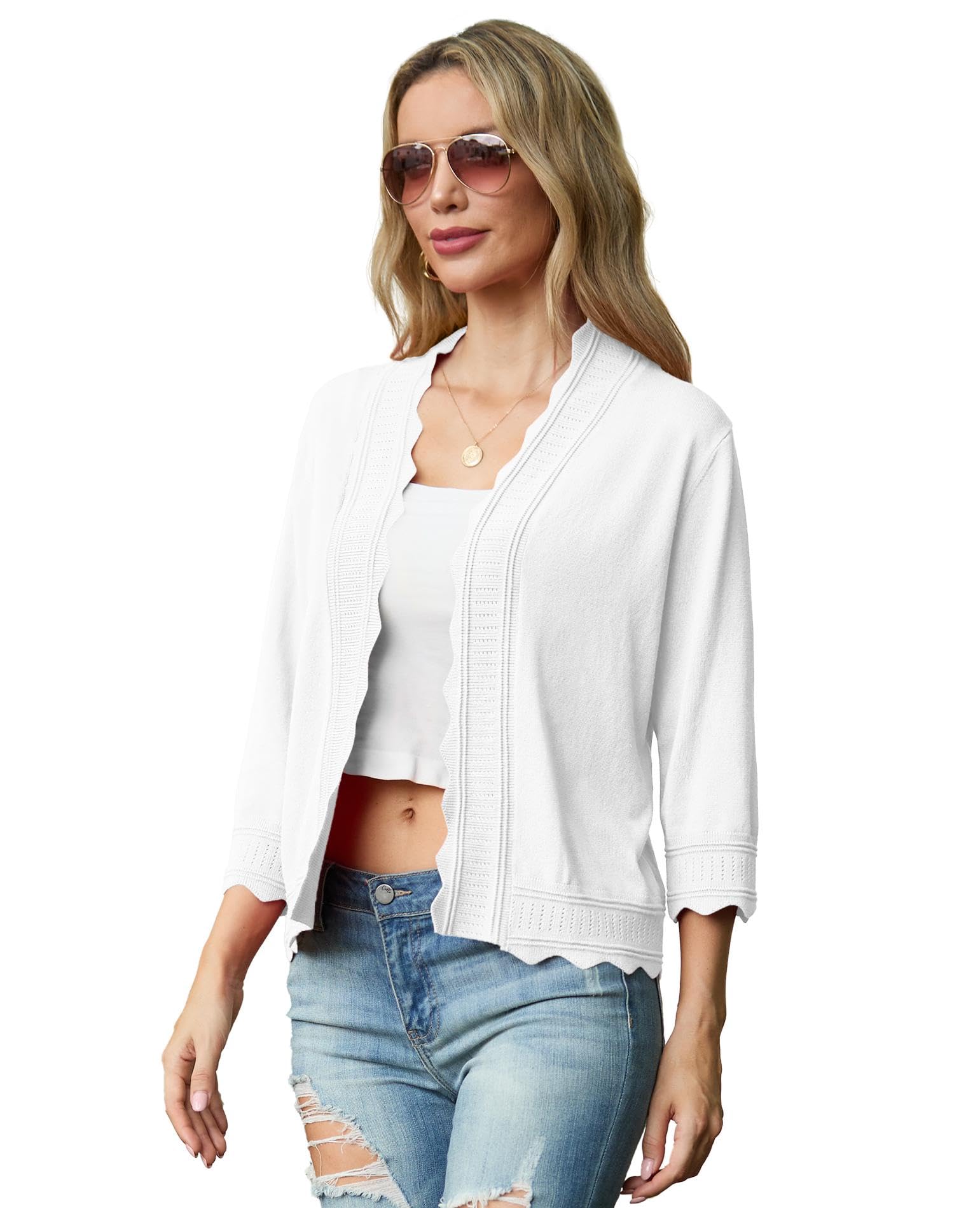 GRECERELLE Cardigan d'été léger pour femme - Élégant - À volants - Manches à volants - Pour robe - Soirée d'été - Mariage