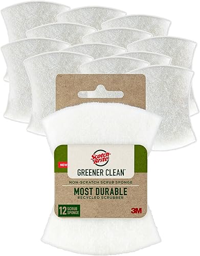 Scotch-Brite Greener Clean - Esponja para lavar platos, limpieza de cocina, rendimiento superior y fabricada con materiales sostenibles, apta para