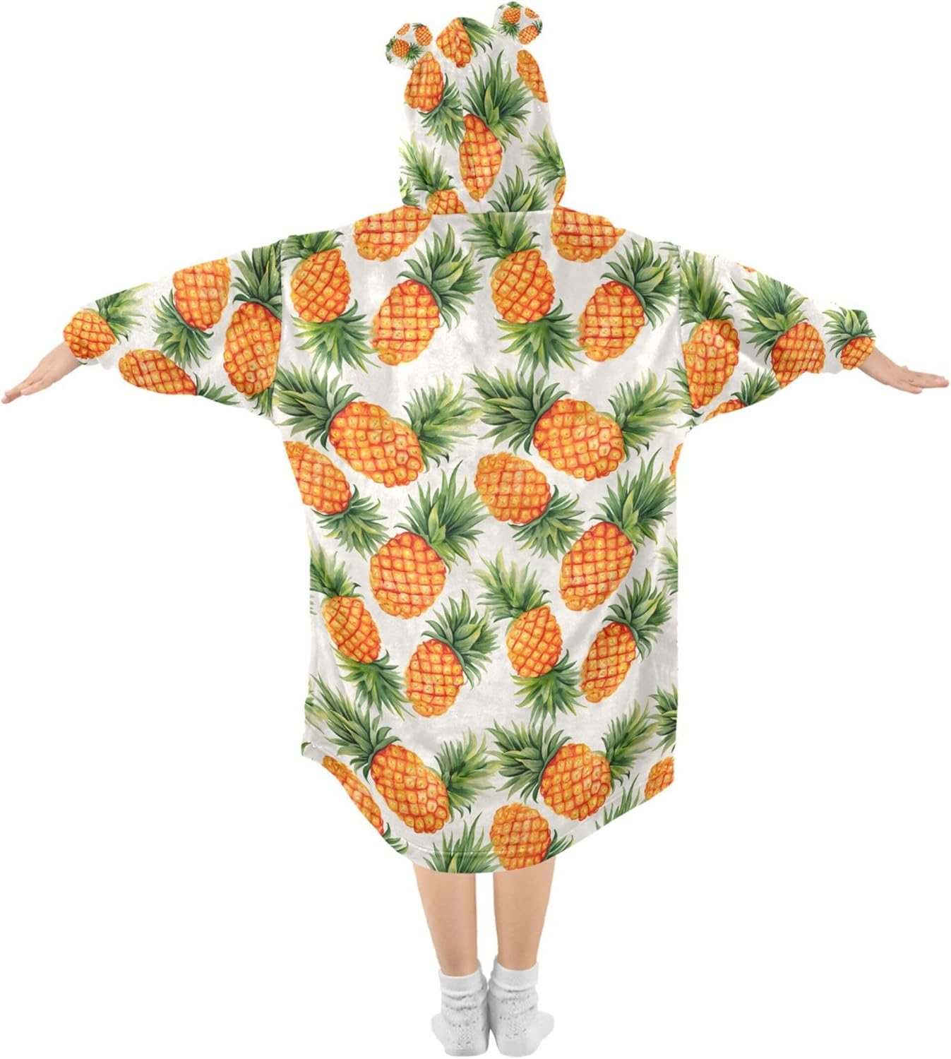Pineapple Fruit Summer Kids Wearable Blanket Hoodie with Pocket and Sleeves for Toddlers, Cute Hoodies Girls B0403890