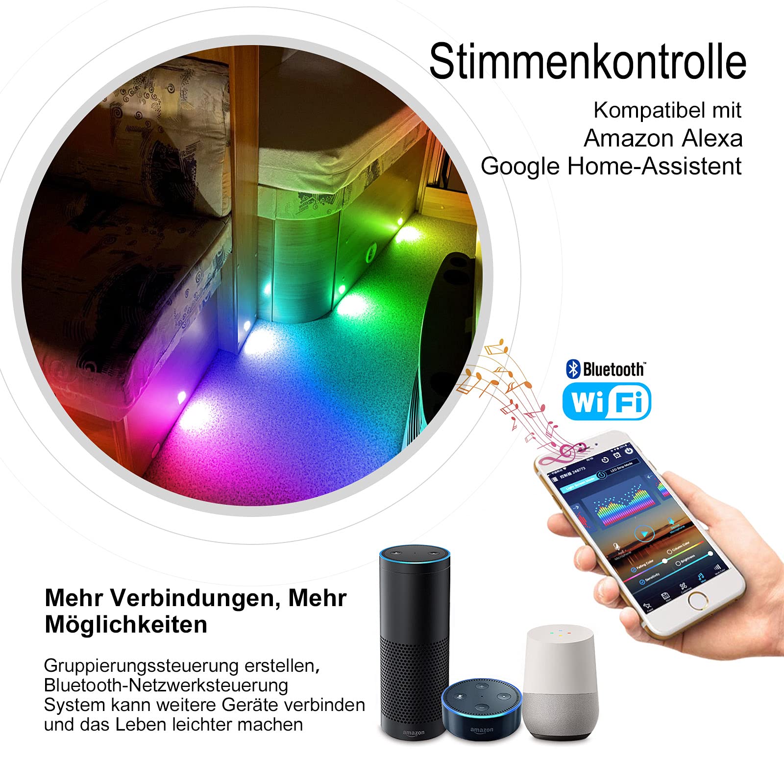 30x WiFi RGB LED Bodenstrahler Mit Alexa – Dreamcolor Lauflicht, IP67 Wasserdicht Für Terrasse