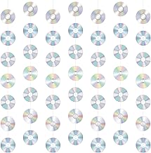 Spakon 8 Packs 90's Party Decorations 90s Cd Paper Banner 90's Hanging Decor Y2k 2000s Paper Cutouts Retro Disco Garland for 1990s 2000s Theme Birthday Babyshower Party Supplies Decoration