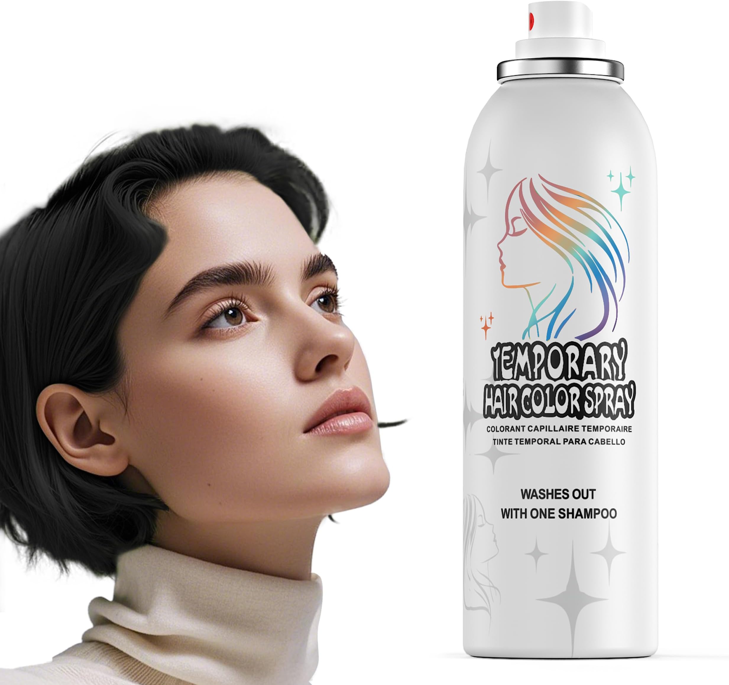 Temporary Hair Dye Spray Black - Soft, Washable & Non Sticky Formula | Instant Alternative to Hair Dye for Adults | Makeup For Halloween Fancy Dress Up 150ml