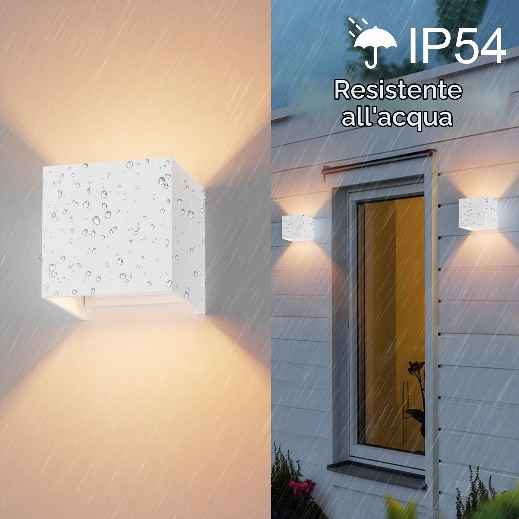 Klighten 2 * 9W Lampade da Parete per Interni/Esterno Bianco Caldo 3000K Applique da Parete Con G9 Lampadina Sostituibile, per Portico, Bagno, Corridoio,Balcone (Bianca)