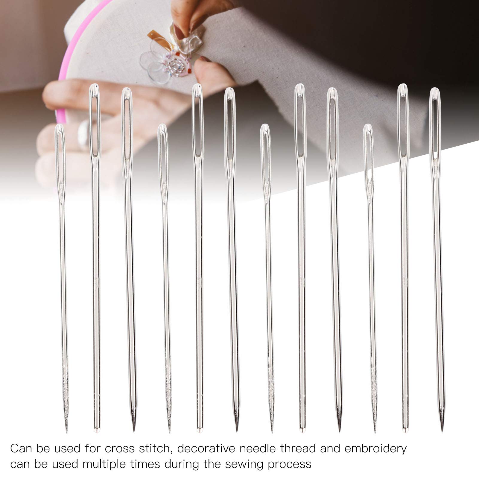 Big Eye Embroidery Needles, Sewing Needles Large Eye Hand Sewing High Hardness Steel Hand Quilting Needles for Doll Making Webbing Carpet (Velvet Needle Set (24 Pieces Each for Velvet No.)