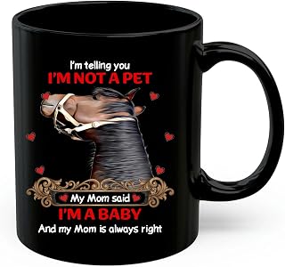 Funny Bay Quarter Pony Mom Coffee Mug 11oz Black Ceramic Humor Quote I’m a Baby Pet Parent Birthday Mother’s Day Cup Gifts for Quarter Pony Horse Lovers