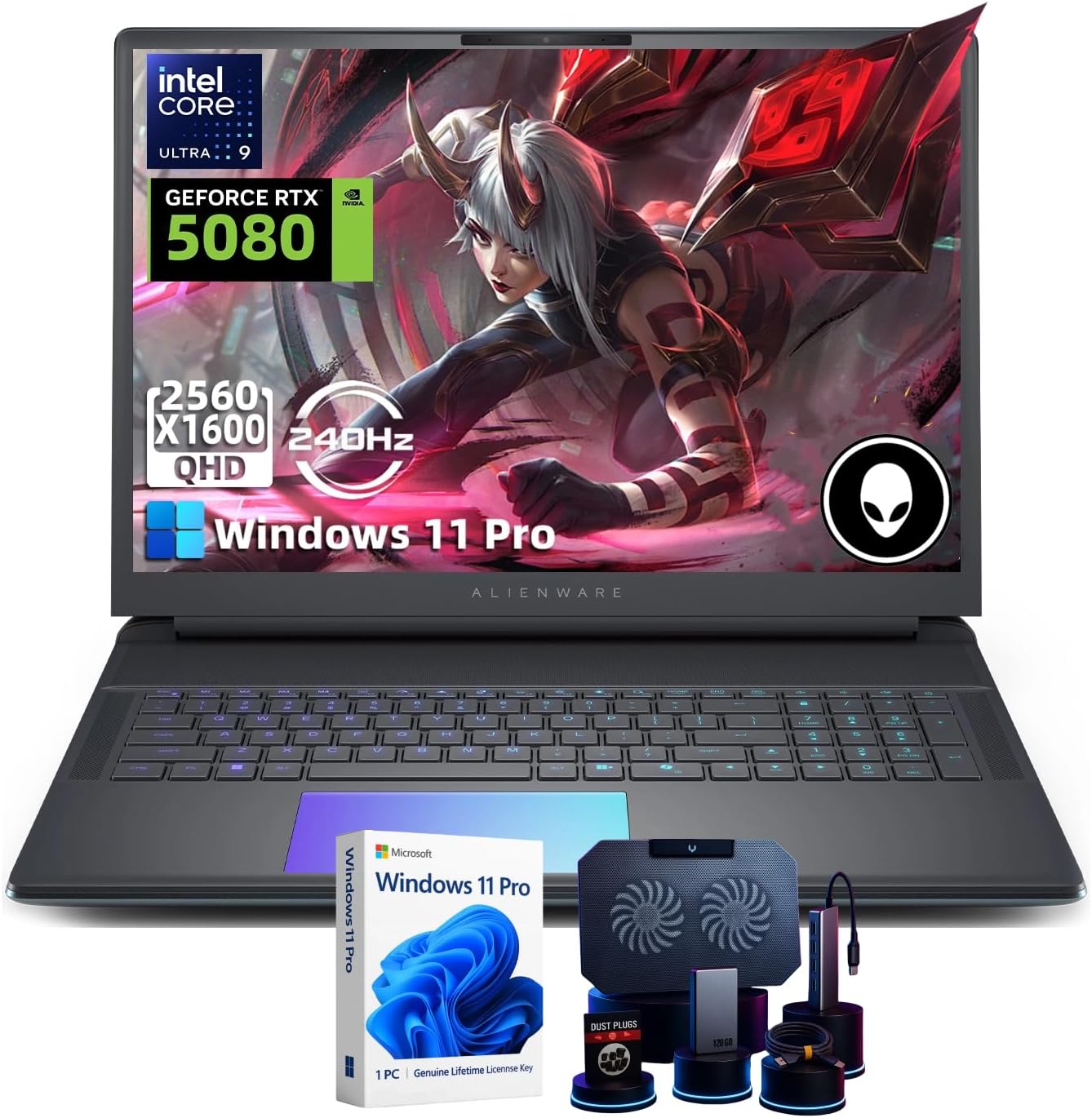 Alienware 18 Area-51 Gaming Laptop - Intel 24-Core Ultra 9 275HX • NVIDIA GeForce RTX 5080 16GB GDDR7 • 18" WQXGA 300Hz 500 Nits Display • Backlit Keyboard • Windows 11 Pro • 64GB DDR5 + 4TB SSD