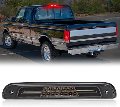 LED 3rd Third Brake Light Fits For 1992-1996 Bronco/1994-1996 F150 F250/1994-1997 F350,Center High Mount Stop Lamp,Cab Roof Cargo Light Accessories,Smoked Lens