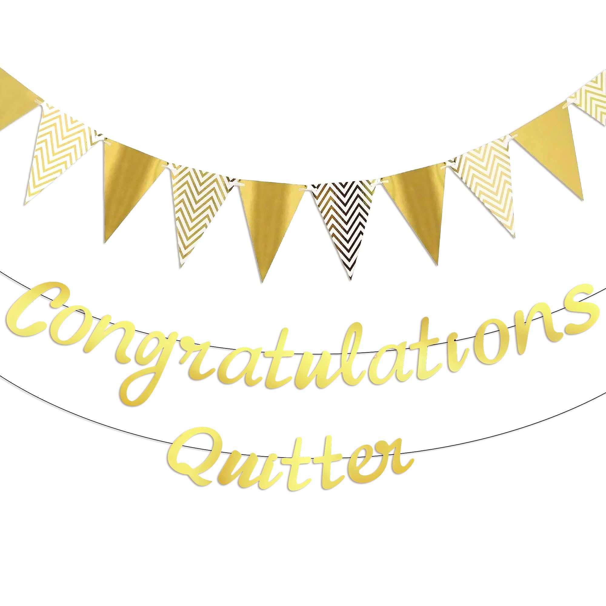 Party Propz Gold Congratulations Quitter Banner - Set of 3 Pcs Golden Congratulations Banner for Decoration | Farewell Decorations Items | Graduation Decoration Items | Golden (Cardstock, Paper)