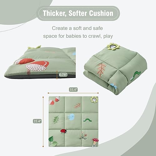 Miniatura 6 de UTEX Tapete de actividad para bebé, tapete de gimnasio para bebés, tapete para el tiempo boca abajo con 9 juguetes sensoriales para habilidades