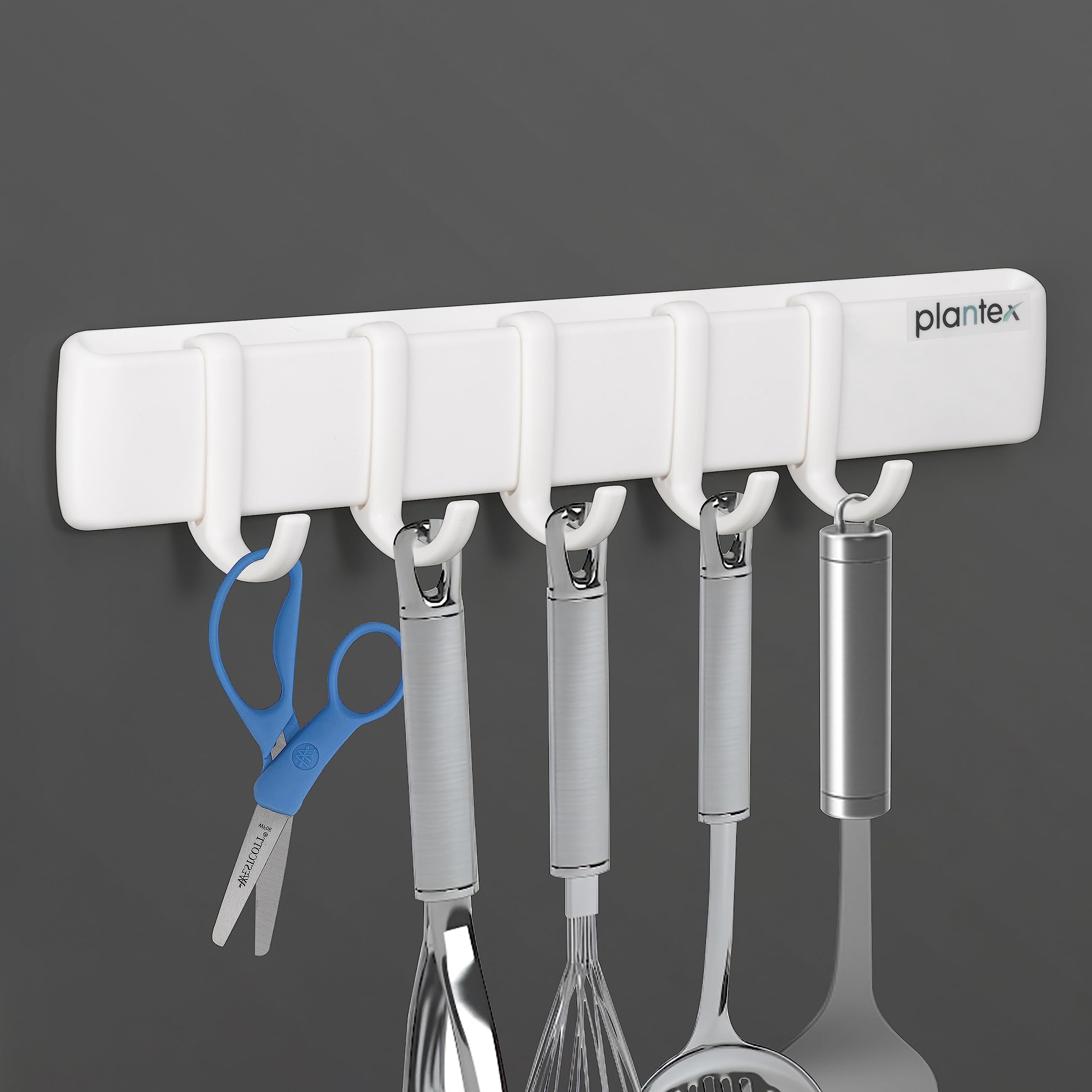 Plantex ABS Plastic Magnetic Hook Rail with J-Shape/Hooks for Wall Without Drilling/Hook Rail Bar for Clothes/Towel/Keys (5 Hooks - White) (B0C7BWZH8T) Amazon Price History, Amazon Price Tracker