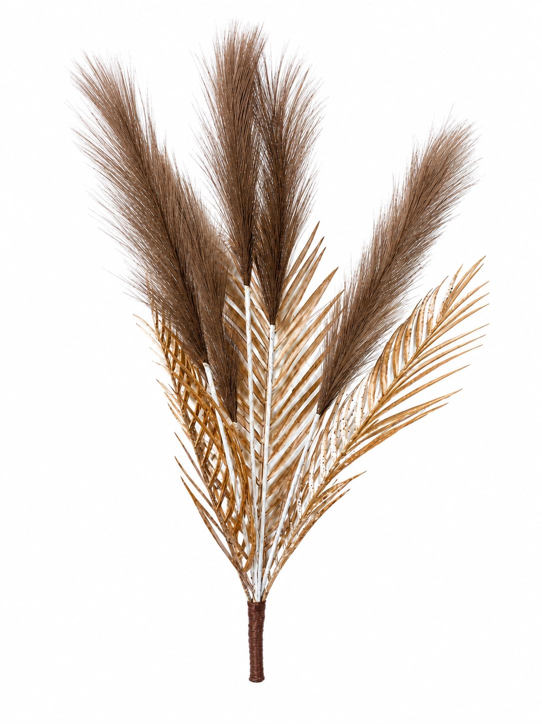 Natural Dried Pampas Grass with Palm Leaves Bouquet | 65 cm Tall Decorative Floral Arrangement-picture-15
