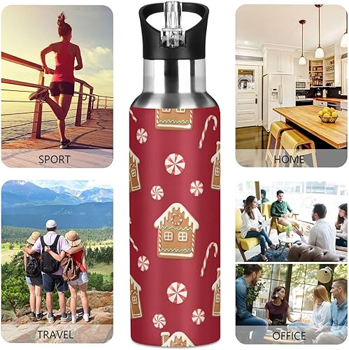 Miniatura 5 de Insulated Water Bottle 20 Oz, BPA-Free Sport Water Bottle for Gym Outdoor Travel School, Gingerbread Houses
