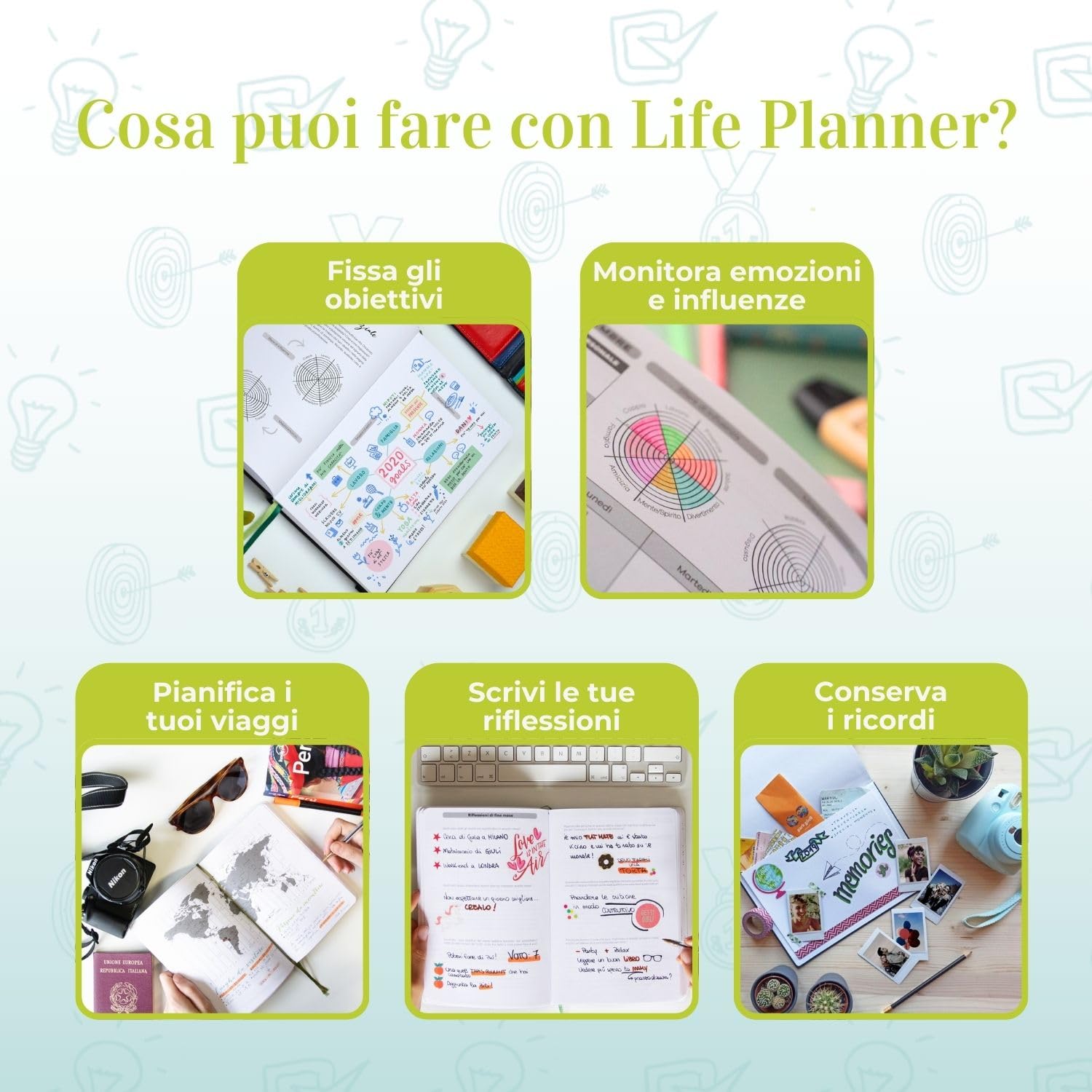 Life Planner Motivational Planner Made in Italy | 12 Month Planner | January to December 2025 | Weekly and Monthly Planner | Spaces Dedicated to Thoughts and Reflections (Navy Blue, Small) - Image 3