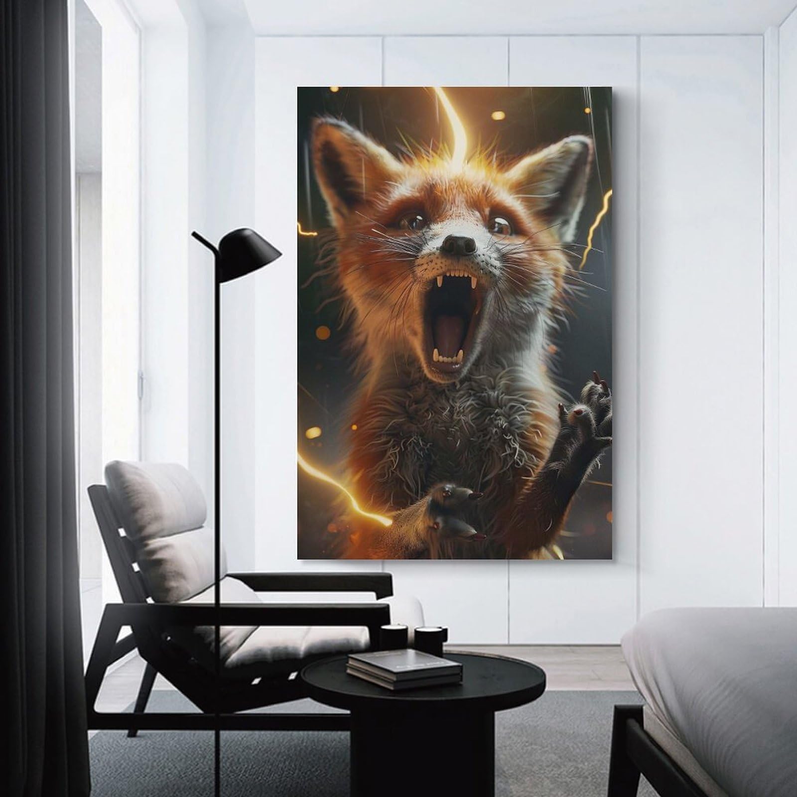 Junmoney Fox Lightning Hanging Wall Art, 20x30inch(50x75cm), for Bedroom Walls, Guest Spaces Or Lounges, An Easy Wall Refresh for Bedrooms