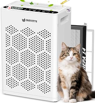 DAYETTE Air Purifiers for Home Large Room Up to 1800 Ft2 with HEPA 14 Filter, Pet Air Purifier with Washable Prefilter for Bedroom with Fragrance, Air Cleaner for Smoke Dust Pets Hair Odor